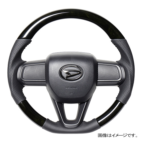 レアル ステアリング オリジナルシリーズ Dシェイプ 品番：DIB-BKW-BK 適合：DAIHATSU アトレー (S700V/S710V) R3(2021).12～、DAIHATSU タフト (LA900S/LA910S) R2(2020).6～、DAIHATSU タント (LA650S/LA660S) ※タントカスタム含む、DAIHATSU タント ファンクロス ( エアバッグやパドルシフト、スイッチ、カバー類は純正品を再使用してください。ステアリングヒーターには対応しておりません。 REAL