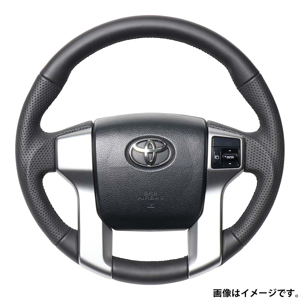 レアル ステアリング オリジナルシリーズ ガングリップ純正同径 品番：J150G-LPB-BK 適合：ランドクルーザー プラド (150系：前・中期) H21.9～H29.9  REAL