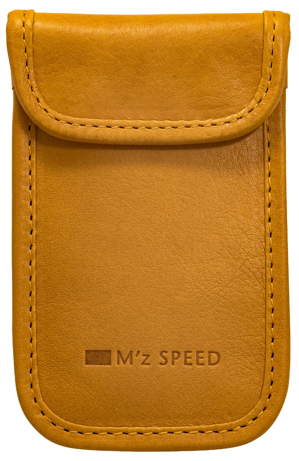 MZ SPEED エムズスピード リレーアタックガードポーチII イタリアンレザー イエロー スマートキー専用ポーチ。スマートキーをこのポーチ内に入れることでスマートキーから発信している電波を遮断し、電波ジャックをシャットアウト。リレーアタックによる車両盗難の防止に役立ちます。  手前のポケットに収納すれば、電波を遮断しないのでスマートキーケースとしてもお使いいただけます。 MZ SPEED