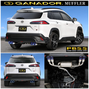 ガナドール マフラー Vertex 4WD/SUV【取付店のみ送料無料(車関係以外の法人・個人宅・沖縄・離島除く)】 2025.8～（R7.8～） 6AA-MXGH15（E-Four） ハイブリッド　GR SPORT　リヤスカート φ85 サークル（左右4本出し） テール材質/チタニウム（ブルー発色仕上げ） 本体材質/ステンレス GANADOR 