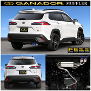 ガナドール マフラー Vertex 4WD/SUV【取付店のみ送料無料(車関係以外の法人・個人宅・沖縄・離島除く)】 2025.8～（R7.8～） 6AA-MXGH15（E-Four） ハイブリッド　GR SPORT　標準パンパー φ85 サークル（左右4本出し） テール材質/チタニウム（ブルー発色仕上げ） 本体材質/ステンレス GANADOR 
